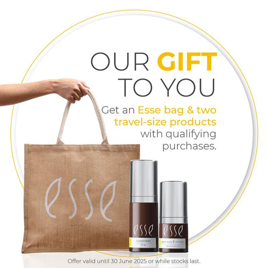 Actie: GRATIS ESSE Bag inclusief travelsize ESSE Sunscreen & ESSE Pro Sun-D Serum